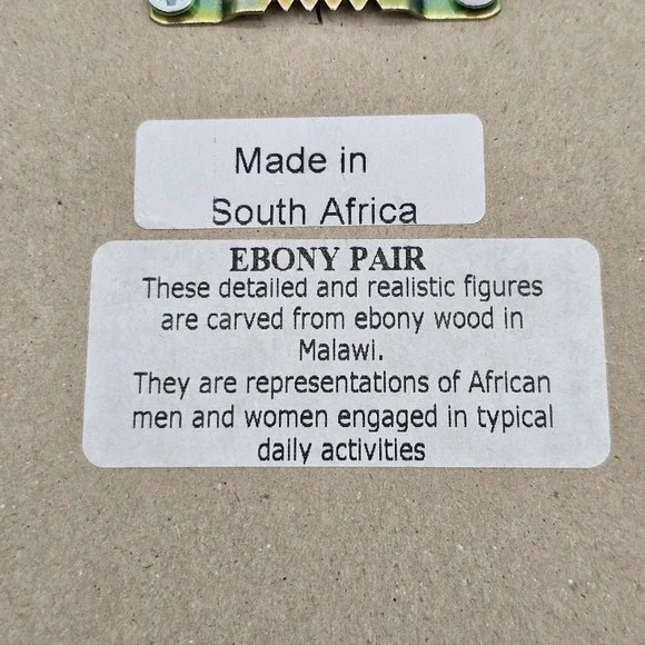 VTG Carved From Ebony Wood  Ebony Pair African Art Frame Approx 17X 10.5 inches - Picture 4 of 6